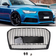 Front Mesh Honeycomb Grille Grill Gloss Black for Audi A6 S6 C7 2016-18 Facelift