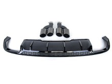 Gloss Black Rear Diffuser + Exhaust Tips For Audi A4 B9 Non-S-Line Sedan 2017–2019