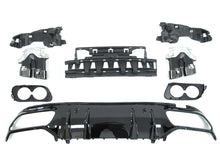 Gloss Black Rear Diffuser + Black Exhaust Tips For Mercedes W205 C250 C300 C450 C43 AMG Sedan 2015-2021