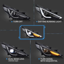 LED Projector Headlights For 2011- 2014 Hyundai Sonata W/Sequential LH+RH