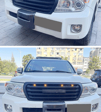 Black Front Upper Hood Bumper Grille w/ LED Light for Toyota Land Cruiser LC200 2007-2015