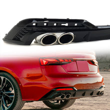 Gloss Black Rear Bumper Diffuser + Exhaust Tips for Audi S5 A5 B9.5 S-line 2020-2024