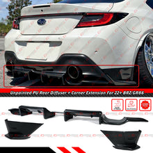 For 2022–2026 Subaru BRZ Toyota GR86 PU Rear Bumper Diffuser + Corner Spats Apron