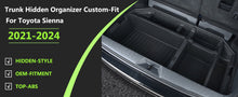 Trunk Organizer Insert Cargo Rear Hatch Storage Box Bins for Toyota Sienna 2021-2024