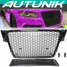 For 2009-2012 Audi A4/S4 B8 Front Bumper Hex Grille Mesh RS4 Style Gloss Black