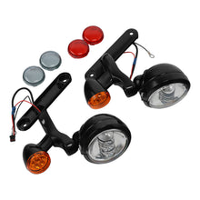 Black LED Spot Fog Passing Lights Lamp Turn Signals Bar Kit Fit for Harley Road King