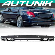 C63 Style Rear Diffuser + Exhaust Tips For Mercedes W205 C-Class Base C300 C250 Non-AMG 2015-2021