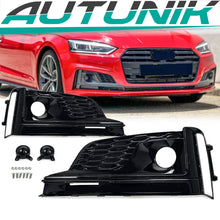 Pair For 2017-2019 Audi A5 S-line S5 B9 Fog Light Grille Trim w/ ACC Caps Black