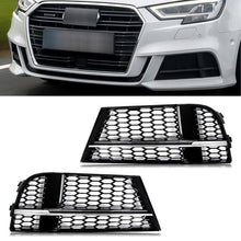 Chrome+Black Honeycomb Fog Light Grill Mesh Cover Fits Audi A3 S Line 2017-2019