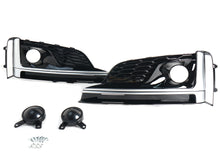 Left+Right Fog Light Grille Cover for Audi S5 / A5 S-Line 18-19 Black+Chrome