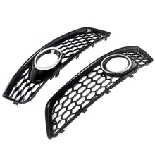 LH+RH Front Bumper Fog Light Grill Grille Cover For Audi A3 8P 2009-2012 (Black Honeycomb + Chrome Ring)