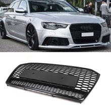Front Mesh Honeycomb Grille Grill Gloss Black for Audi A6 S6 C7 2016-18 Facelift