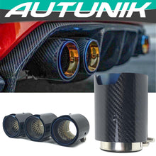 2.75" In 3.5" Out Carbon Fiber Blue Exhaust Tips 4PCS Set For Audi S4 S5 S6 S7, BMW 3/4 Series, Ford Mustang GT, Genesis G70, Kia Stinger