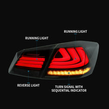 Smoked LED Tail Lights For 2013-14 2015 9th Honda Accord Sequential Turn Signal