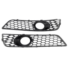 LH+RH Front Bumper Fog Light Grill Grille Cover For Audi A3 8P 2009-2012 (Black Honeycomb + Chrome Ring)