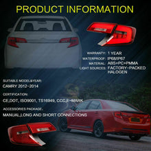 Red LED Tail Lights For Toyota Camry 2012-2014 Rear Lamps Assembly