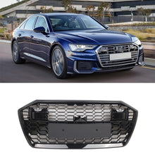 RS6 Style Front Bumper Grille Honeycomb Gloss Black For Audi A6 S6 C8 2019-2022
