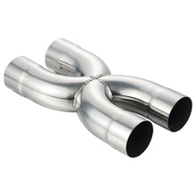 Stainless Steel Polished X-Pipe 2.5" Inlet Crossover Pipe, 2.5" Outlet, 12" Overall Length