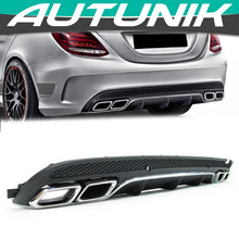 Rear Diffuser w/ Silver Exhaust Tips For Mercedes W205 Sedan C300 C43 AMG di1