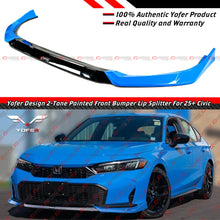 For 2025-2026 Honda Civic Yofer Boost Blue Black 2 Tone Front Bumper Lip Splitter
