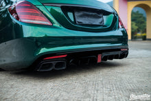 Gloss Black Rear Diffuser + Black Exhaust Tips For Mercedes W222 S500 S550 AMG 2014-2017