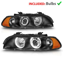 Black Dual Halo Projector Headlights For BMW E39 5-Series 528i/540i 1997-2003