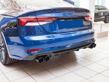 Gloss Black Rear Bumper Diffuser w/ Black Exhaust Tips For Audi A5 S-Line 2017–2019