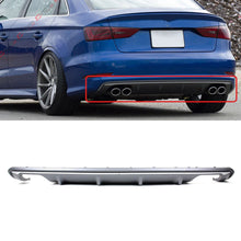 For 2013-2016 Audi A3 Non-Sline 8V Sedan S3 Style Quad Exhaust Shark Fin Rear Bumper Diffuser Valance