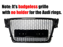 For 2009-2012 Audi A4/S4 B8 Front Bumper Hex Grille Mesh RS4 Style Gloss Black