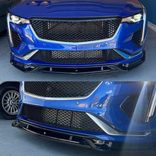 Fits 2020-2025 Cadillac CT4 3PCS Gloss Black PP Front Bumper Lip Spoiler Splitter