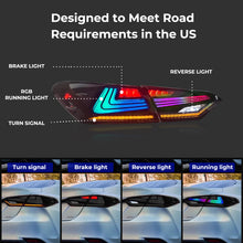 LED RGB Tail Lights for 2018-2024 Toyota Camry Sedan Rear Lights Assembly 1 Pair