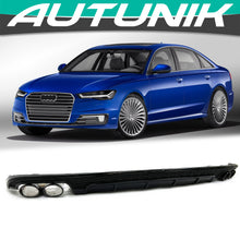 Gloss Black Rear Diffuser + Exhaust Tips For Audi A6 C7.5 Non-S-Line Sedan 2016-2018