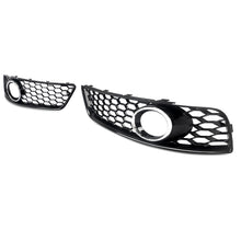 LH+RH Front Bumper Fog Light Grill Grille Cover For Audi A3 8P 2009-2012 (Black Honeycomb + Chrome Ring)