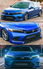 For 2022-2024 Honda Civic Yofer Painted Blue Black Front Bumper Lip Splitter Kit