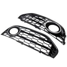 2x Fog Light Grille Cover For Audi A4 Allroad 2010-2016 ( Black Honeycomb + Chrome Ring )