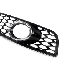 LH+RH Front Bumper Fog Light Grill Grille Cover For Audi A3 8P 2009-2012 (Black Honeycomb + Chrome Ring)