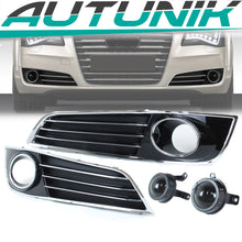 Chrome/Black Fog Light Cover Grille Trim w/ ACC Dummy Cap for 2011-2014 Audi A8 D4
