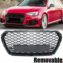RS4 Style Badgeless Honeycomb Front Grille Gloss Black for 2017–2019 Audi A4 S4 B9