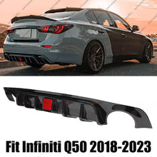 Gloss Black Rear Diffuser w/ LED Brake Light for Infiniti Q50 2018 2019 2020 2021 2022 2023 2024