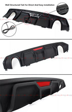 For 2016-2021 Honda Civic Red Led Dual Exhaust Rear Bumper Diffuser + Axle Back Pipes