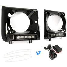 Black Headlight Bezel Pair For 1990-2018 Mercedes W463 G63 Wagon G500 w/ LED DRL