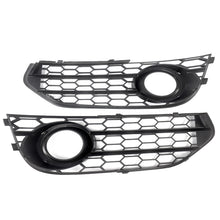 2x Fog Light Grille Cover For Audi A4 Allroad 2010-2016 ( Black Honeycomb + Chrome Ring )