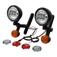 Black LED Spot Fog Passing Lights Lamp Turn Signals Bar Kit Fit for Harley Road King