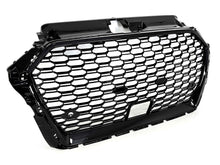 RS3 Style Badgeless Front Grille Gloss Black for 2017–2020 Audi A3 8V with ACC Cutout