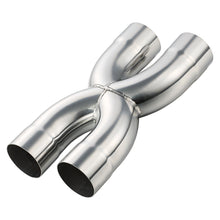 Stainless Steel Polished X-Pipe 2.5" Inlet Crossover Pipe, 2.5" Outlet, 12" Overall Length