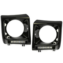 Black Headlight Bezel Pair For 1990-2018 Mercedes W463 G63 Wagon G500 w/ LED DRL