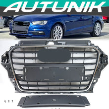 Dark Grey Front Bumper Grille w/ Chrome Frame For Audi A3 S3 8V 2014–2016