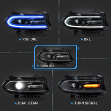 RGB LED Headlights DRL For Dodge Charger 2015-2023 Dual Beam Front Lamps
