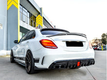 Black Rear Diffuser w/ LED + Black Exhaust Tips For 15-21 Mercedes W205 Sedan C300 C450 C43 AMG