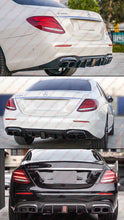 For 2017-2020 Mercedes W213 E-class Smoke Led Rear Bumper Diffuser+Black Exhaust Tips